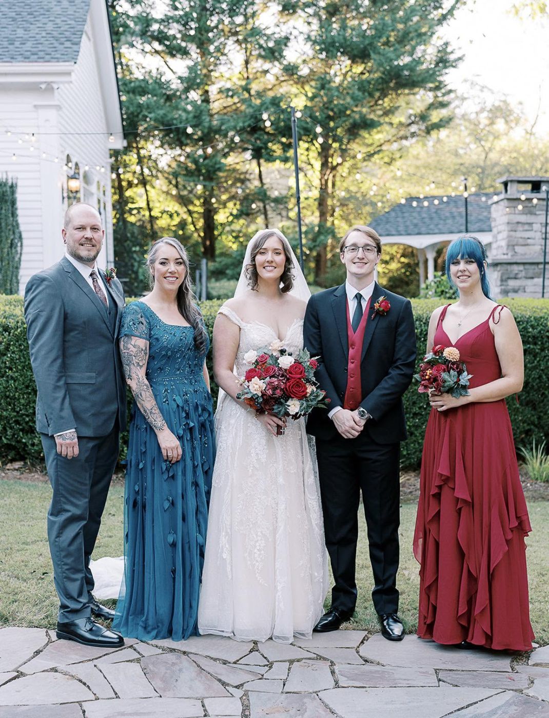 Drew with his family at a wedding